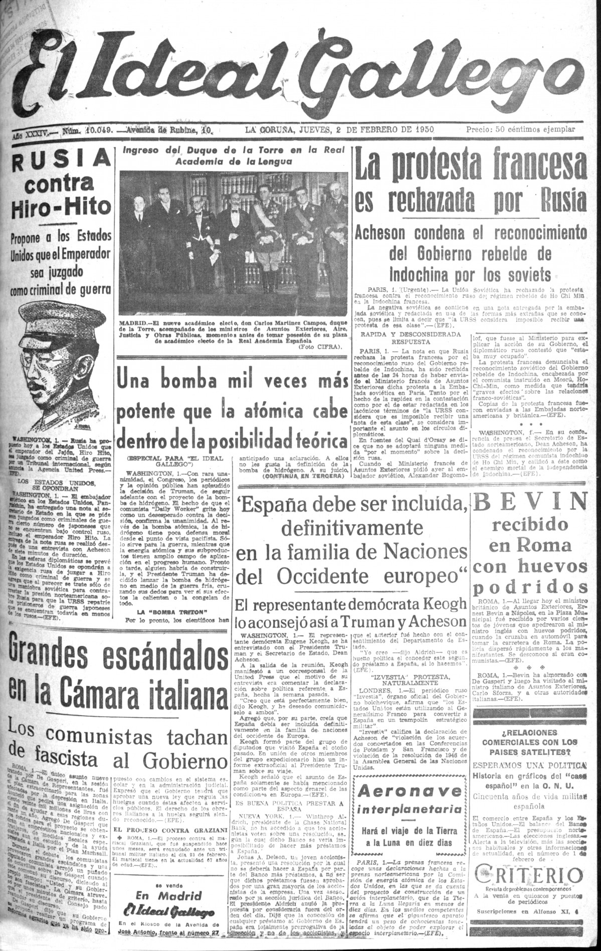 Portada 2 febrero 1950