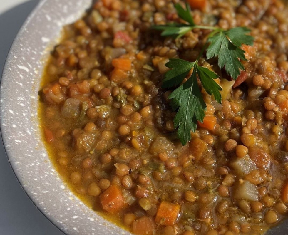 Lentejas vegetarianas de La Taberna del Arriero