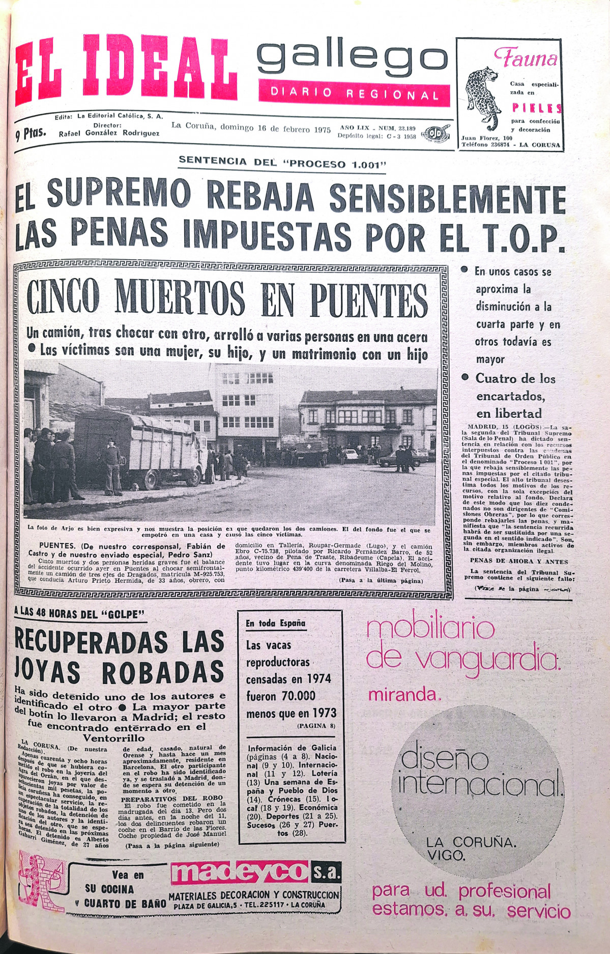 Portada 16 febrero 1975