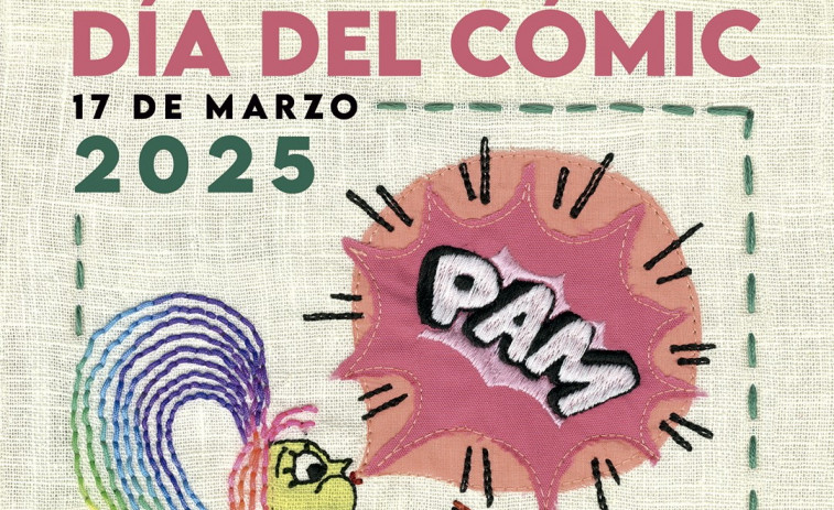 La coruñesa Bea Lema crea con su característico bordado el cartel del Día del Cómic 2025