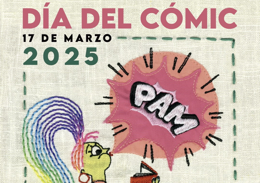 La coruñesa Bea Lema crea con su característico bordado el cartel del Día del Cómic 2025