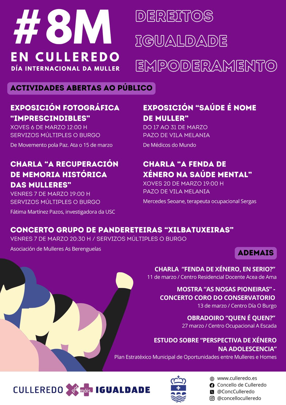 CARTEL CULLEREDO   Culleredo se prepara para conmemorar el Día Internacional de la Mujer con una amplia programación con charlas, exposiciones y más actividades