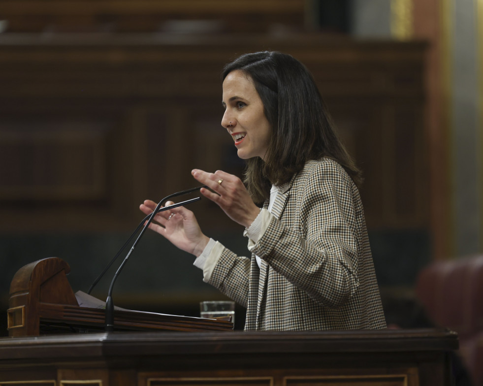 MADRID, 12/03/2025.- La diputada de Podemos Ione Belarra durante su intervención este miércoles en el pleno del Congreso. EFE/ Kiko Huesca