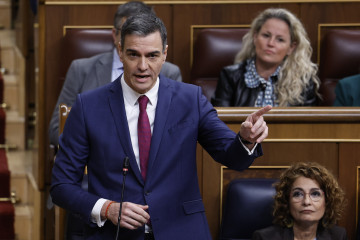 El presidente del Gobierno, Pedro sánchez, durante una de sus intervenciones en la sesión de control al Ejecutivo este miércoles en el Congreso.